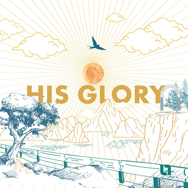 His Glory Christian artwork featuring a cross, sunrise and open landscape